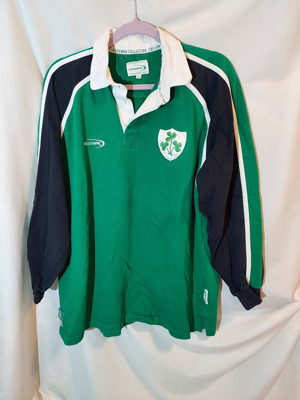 Vintage Lansdowne Collection Ireland Rugby Jersey Green Heavyweight Cotton XXL